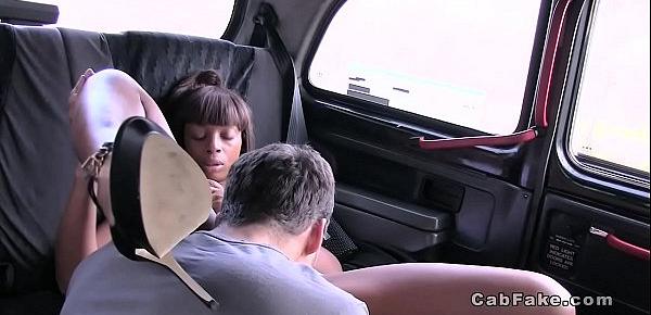  Natural busty ebony bangs in fake taxi